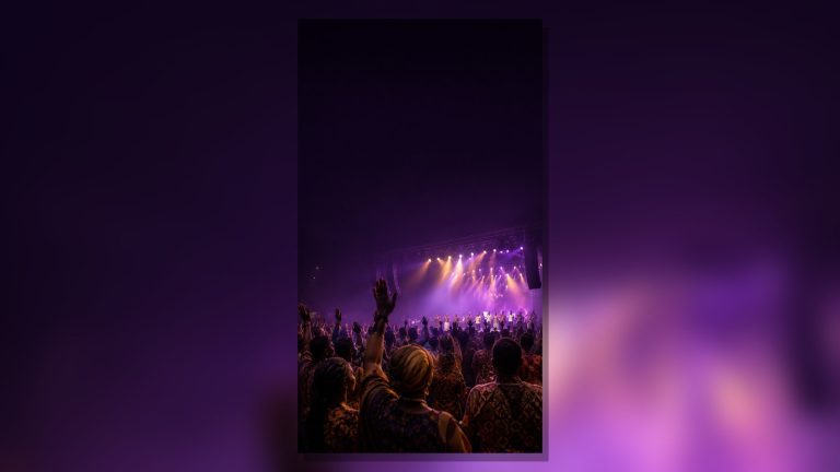 Congregation worshipping during a gospel music gathering
