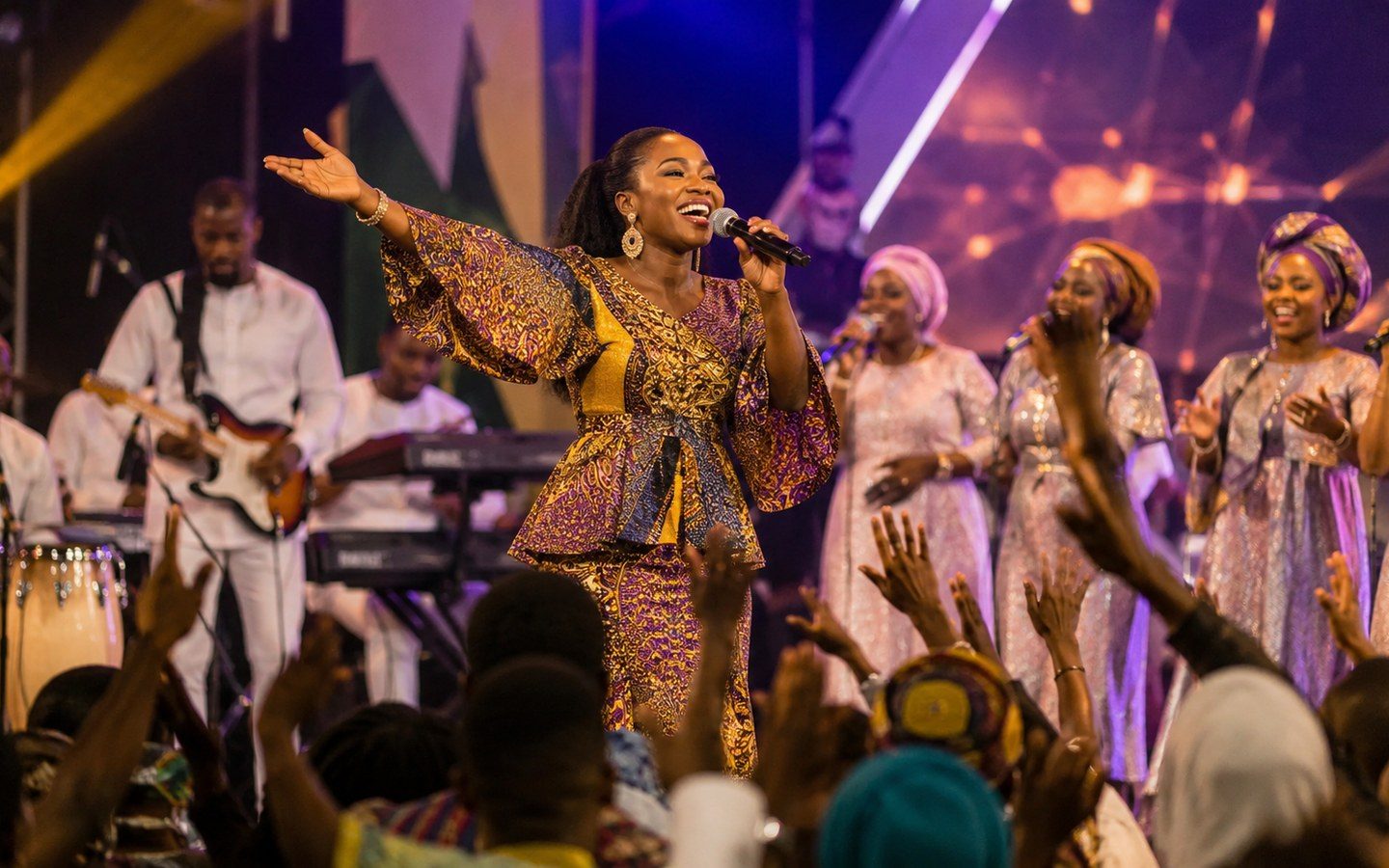 Joyful gospel worship concert atmosphere