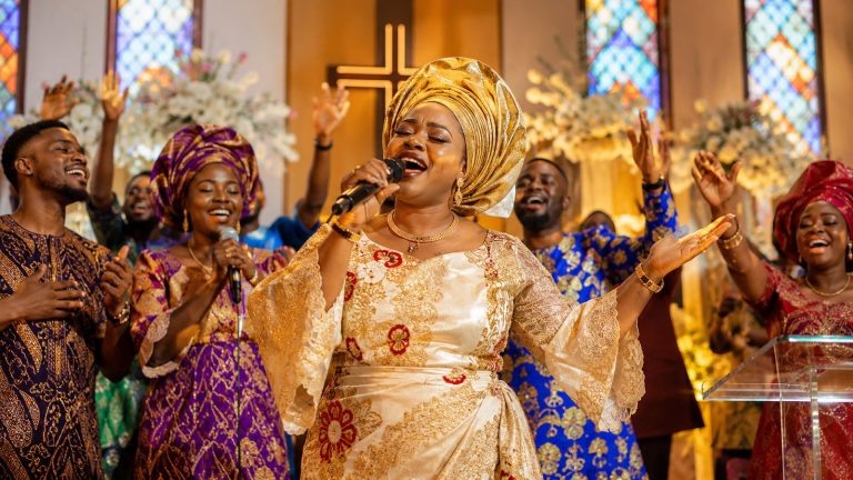 Nigerian gospel worship in vibrant church attire